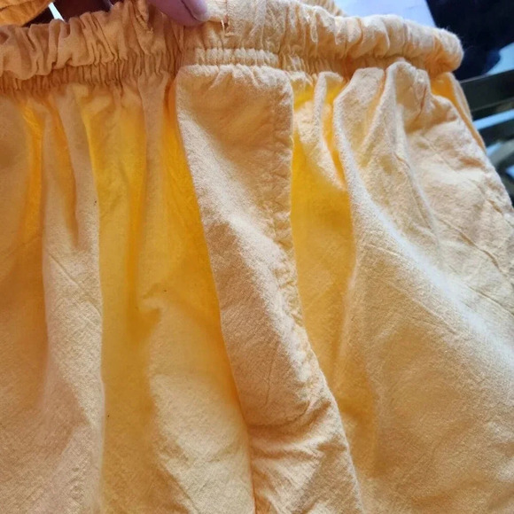 Bobbie Brooks Carpi Pant Yellow Elastic Waist Wide Leg Drawstring Size Large - Picture 8 of 11